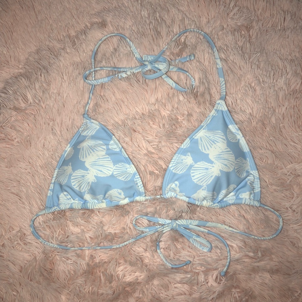 Blue and White Seashell Bikini Top